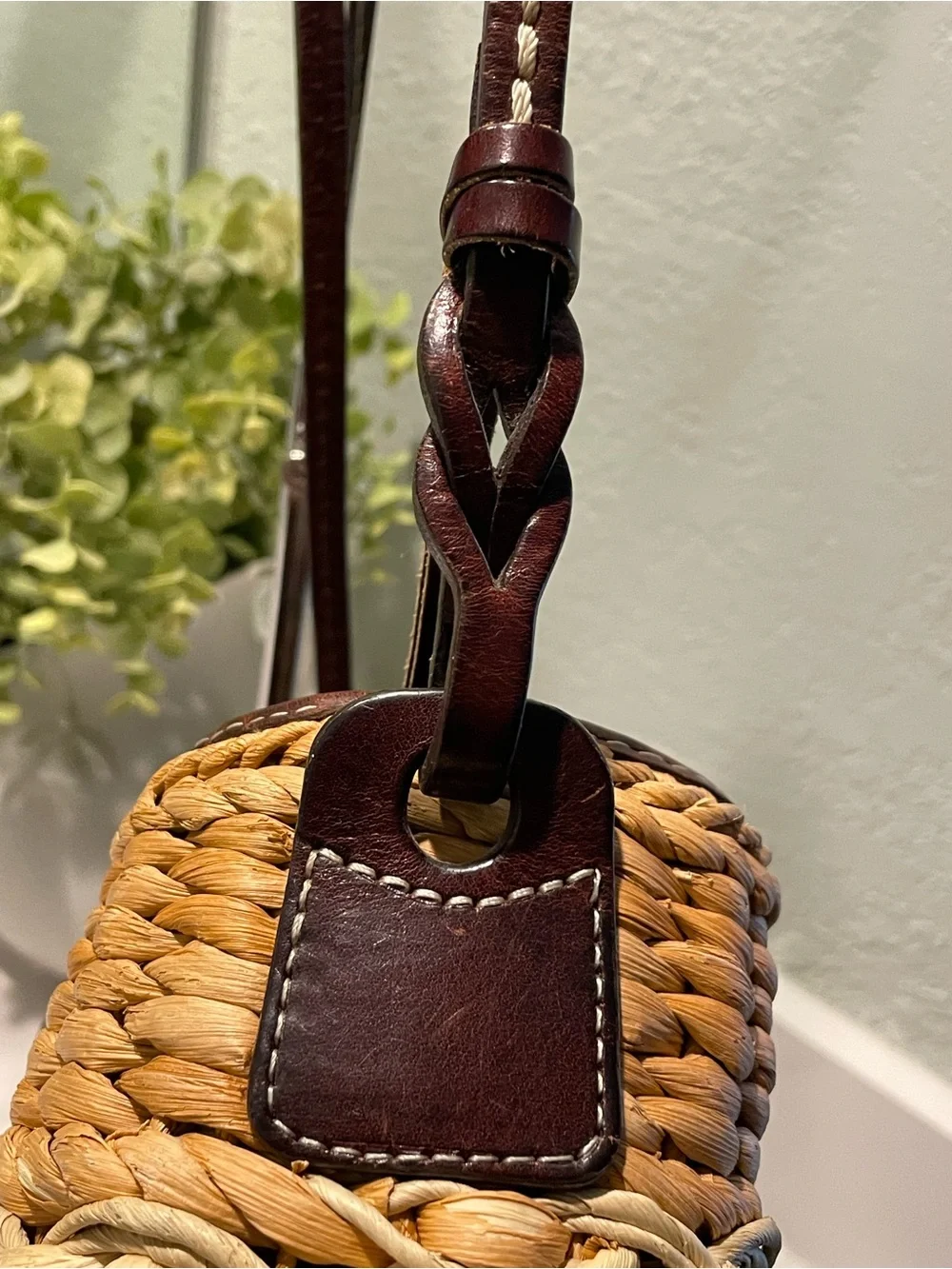 Brighton Straw Shoulder Bag with Leather Strap and Accents